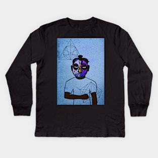 Joe NFT - Urban Elegance: Male Character with Street Mask and Blue Eyes Kids Long Sleeve T-Shirt